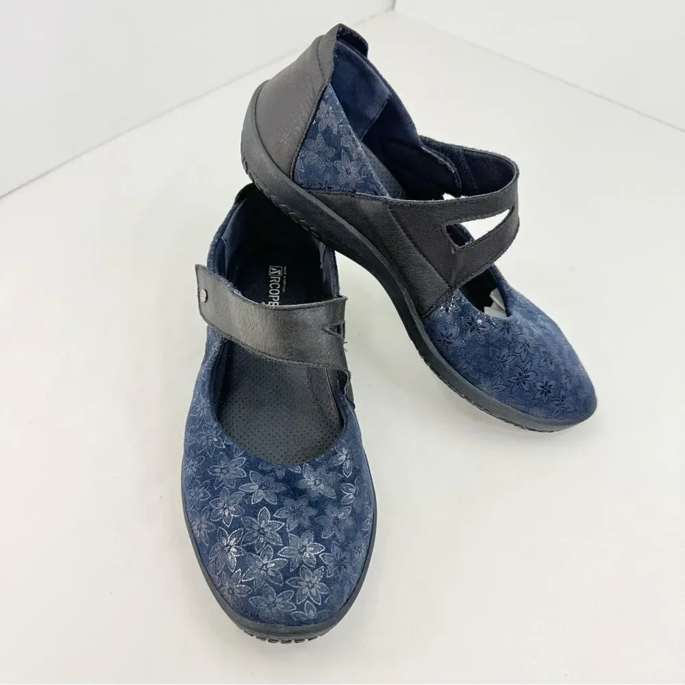 Arcopedico COSMOS Navy Blue Floral Soft Structure Mary Jane Walking Shoes